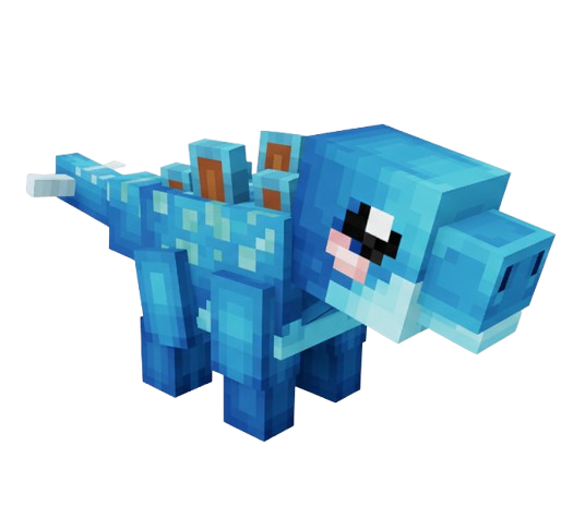 Blue dino mascot running in the parade