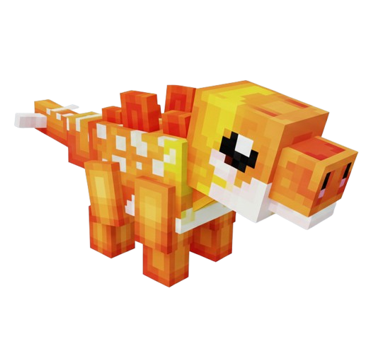 Orange dino mascot running in the parade